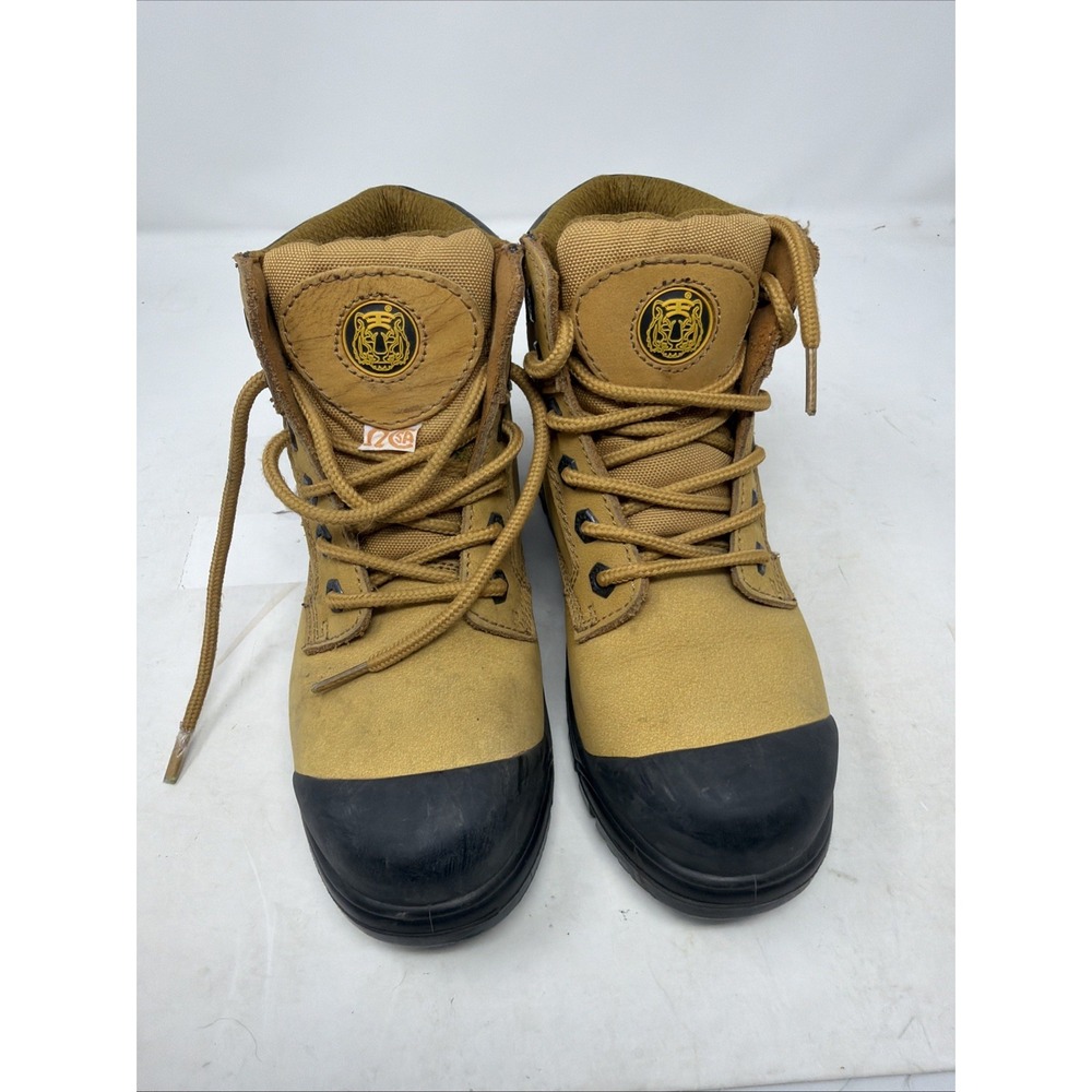Tiger Leather Work Boots Mens 6.5M Wheat Oil Slip Resistant Round Toe